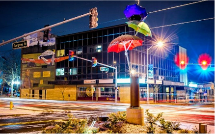 downtown with umbrella art