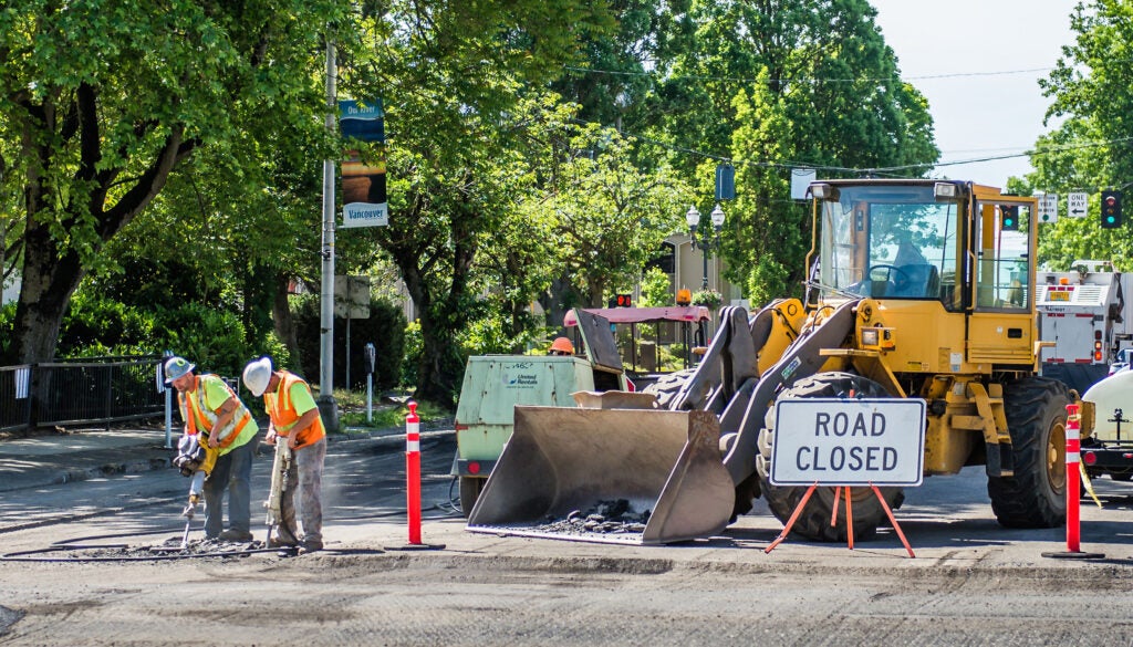 Street crew doing road work