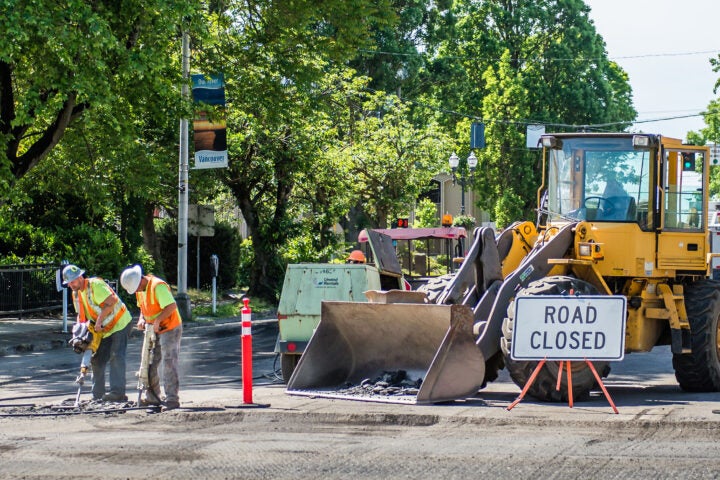 Street crew doing road work