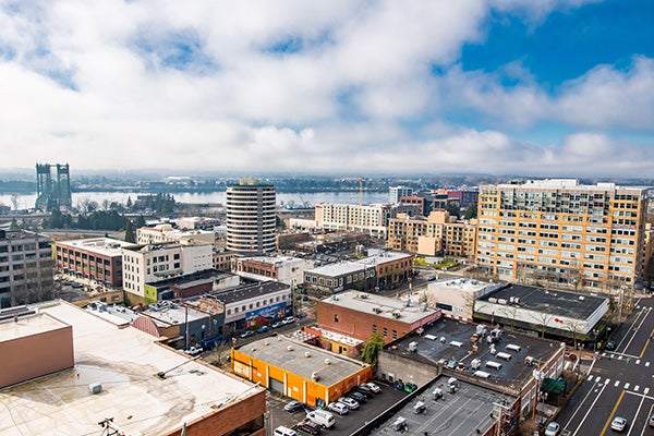 aerial view of downtown