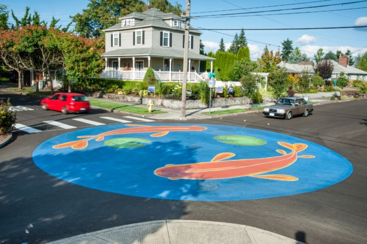 traffic calming street mural