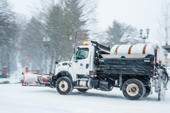 plow on snowy road