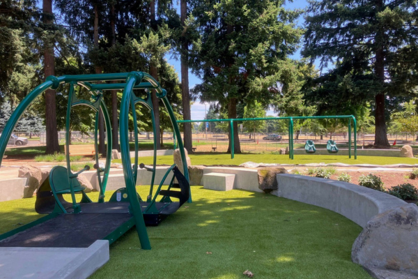 Playground with wheelchair swing