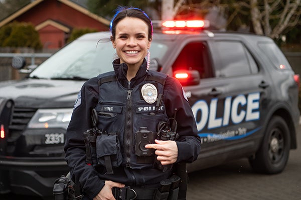 officer pointing at body cam