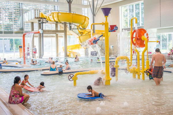 Indoor water play area for families