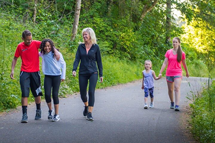 family on trail