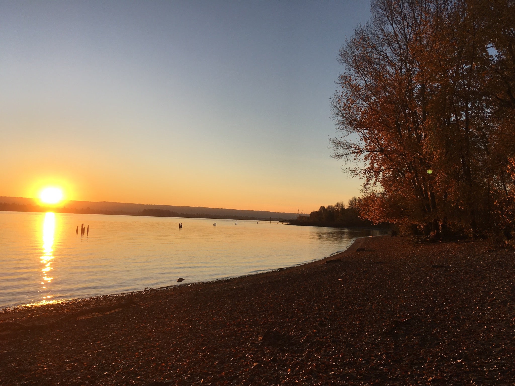 Sun sets over the Columbia River