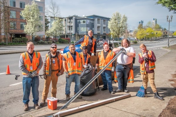 Talkin' Trash crew at work cleaning litter in west Vancouver