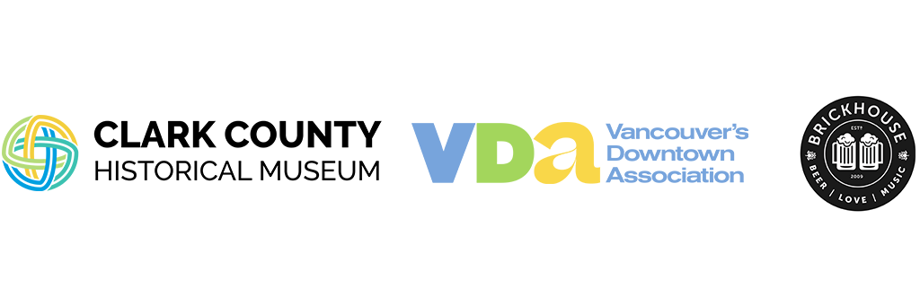 Logos for Clark County Historical Museum, Vancouver's Downtown Association and Brickhouse.