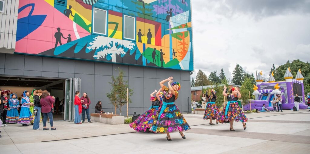 Vancouver's Ballet Folklorico perform at an event at Fourth Plain Community Commons in Vancouver