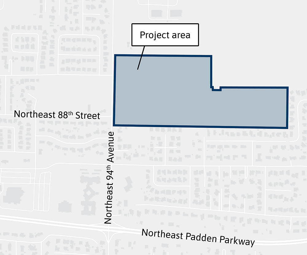 Project area for the future operations campus off of Northeast 94th Avenue