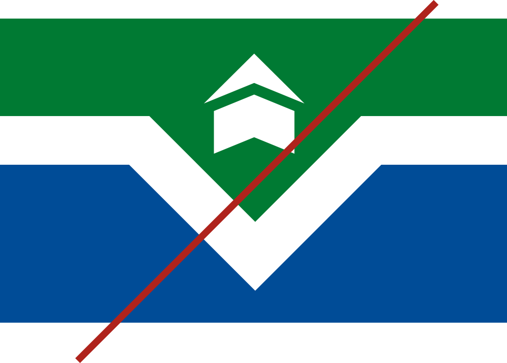 Flag misuse. Chevron and icon centered.