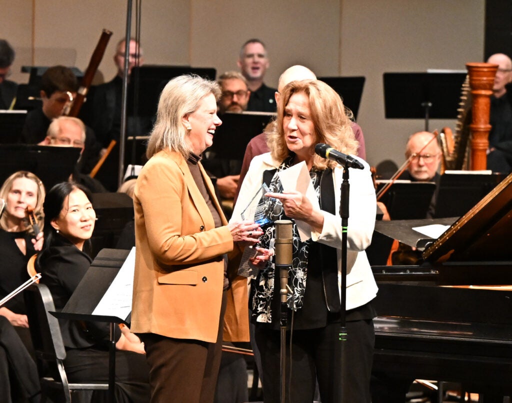 VSO Board Chair Carol Van Natta and Vancouver Mayor Anne McEnerny-Ogle accept the WFEA Event of the Year Award for SW Washington