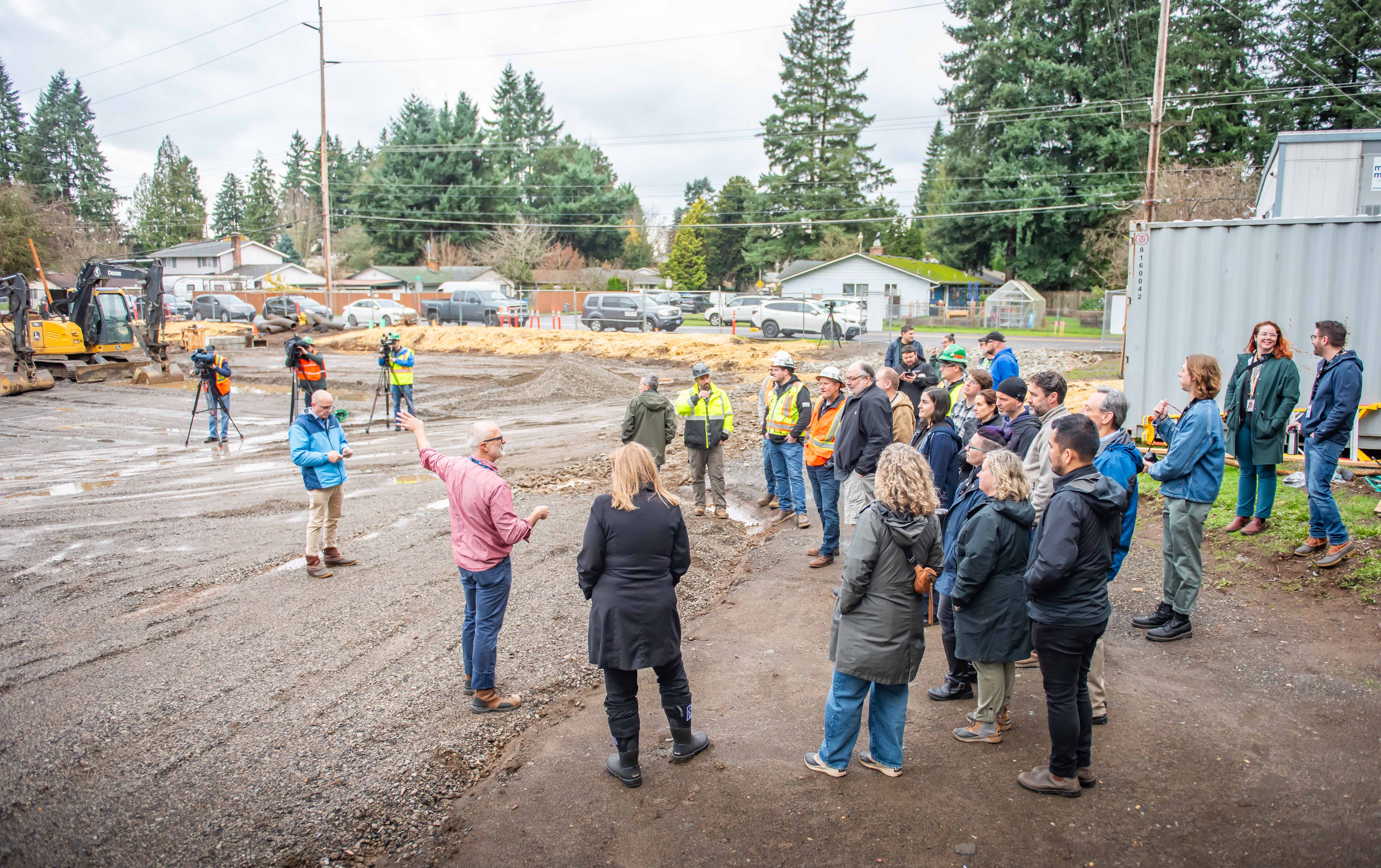 Kevin Kearns, City Capital Projects Project Manager, provides tour of the Bridge Shelter site.