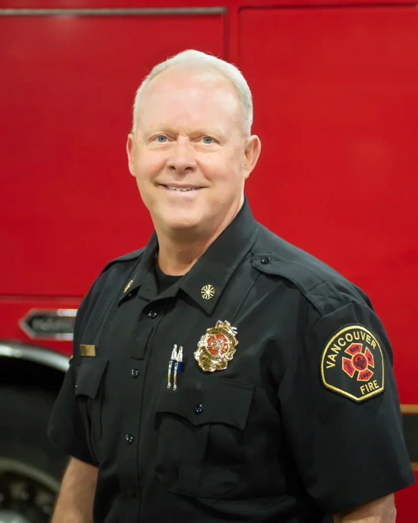 John L Drake II (JD) headshot in Vancouver Fire uniform