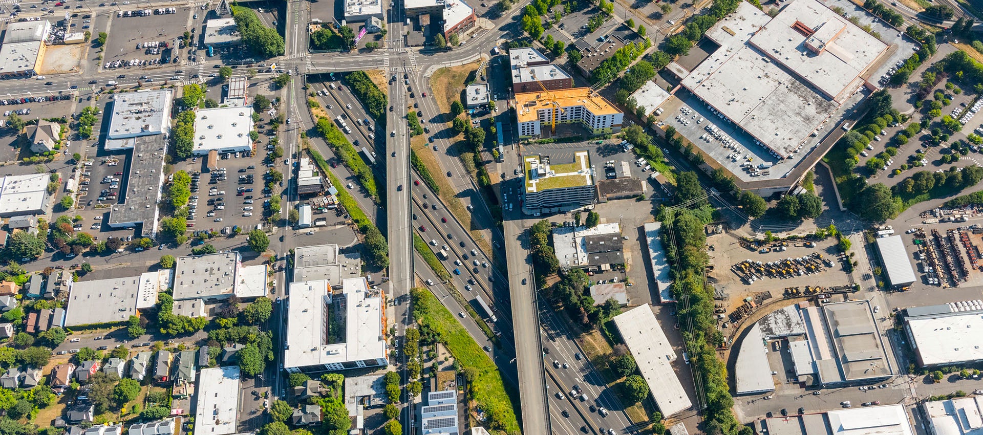 Aerial view of the ODOT Rose Quarter project area.