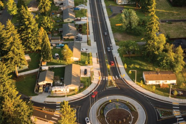 Aerial view of roundabout